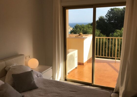 Two bedroom sea view apartment frontline to the beach in cala Vinyas to rent